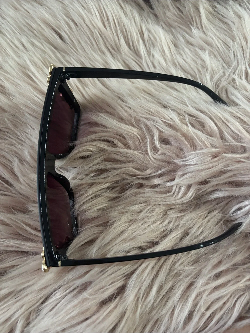 Aldo Black Shield Sunglasses with Crystal Clusters